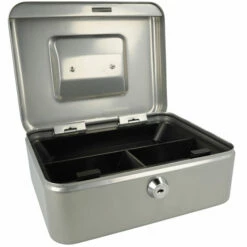 Westcott AC-E51001-ZI Geldkist 200x161x90mm Zilver, Kunststof Inzet Met 3 Vakken -Winkel APLI 4027521523876 2