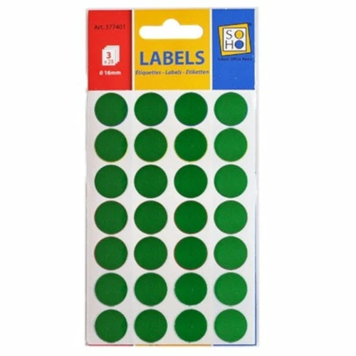SOHO Etiketten Rond 16 Mm Papier Groen 3 Vellen á 28 Stuks - Afbeelding 2