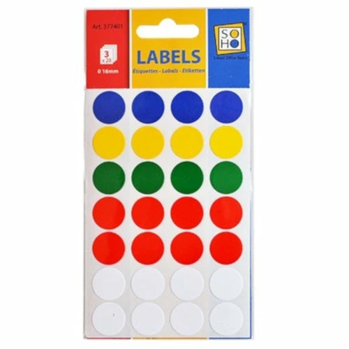 SOHO Etiketten Rond Gekleurd 16 Mm Papier 3 Vellen á 28 Stuks -Winkel APLI soho etiketten rond gekleurd 16 mm 3 vellen a 28 stuks 2 412986 1591685703
