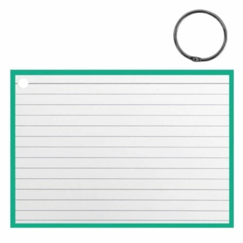 Flashcard Met Clipring A6 Papier Wit/mintgroen 50 Stuks