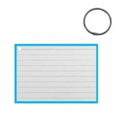 Flashcard Met Clipring A7 Papier Wit/mintblauw 50 Stuks