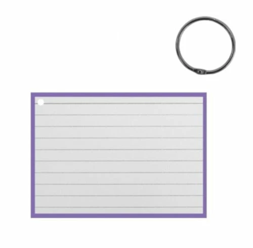 Flashcard Met Clipring A7 Papier Wit/paars 50 Stuks
